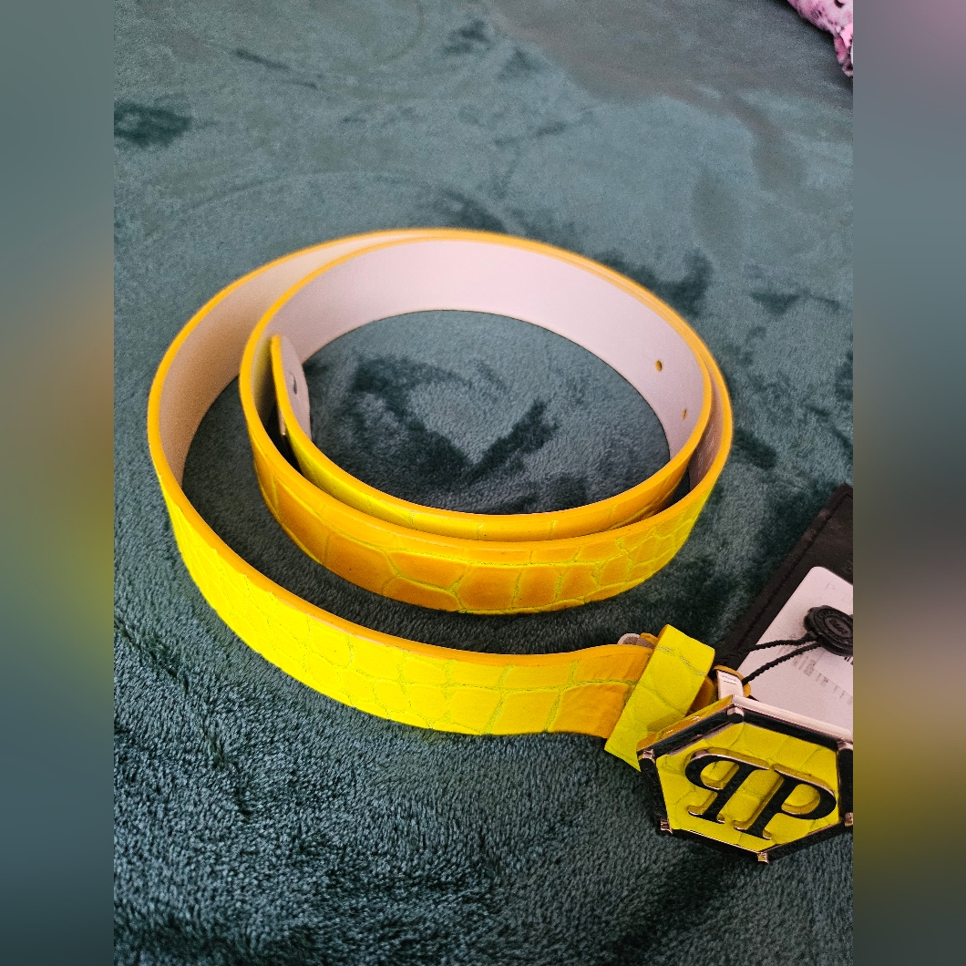 Bright Yellow Belt With Logo Buckle